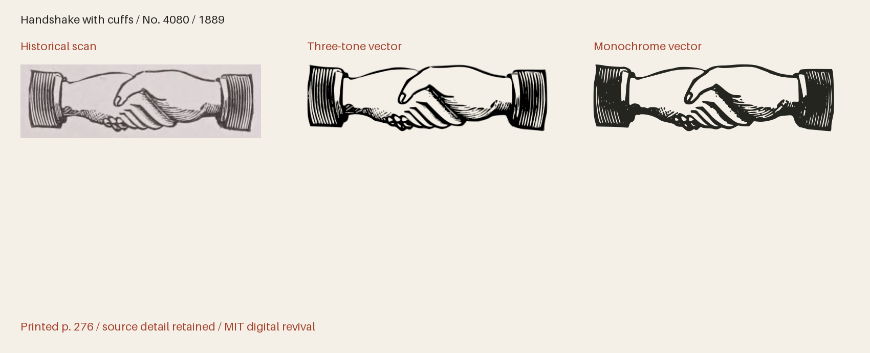 Historical scan beside the three-tone and monochrome vector revivals