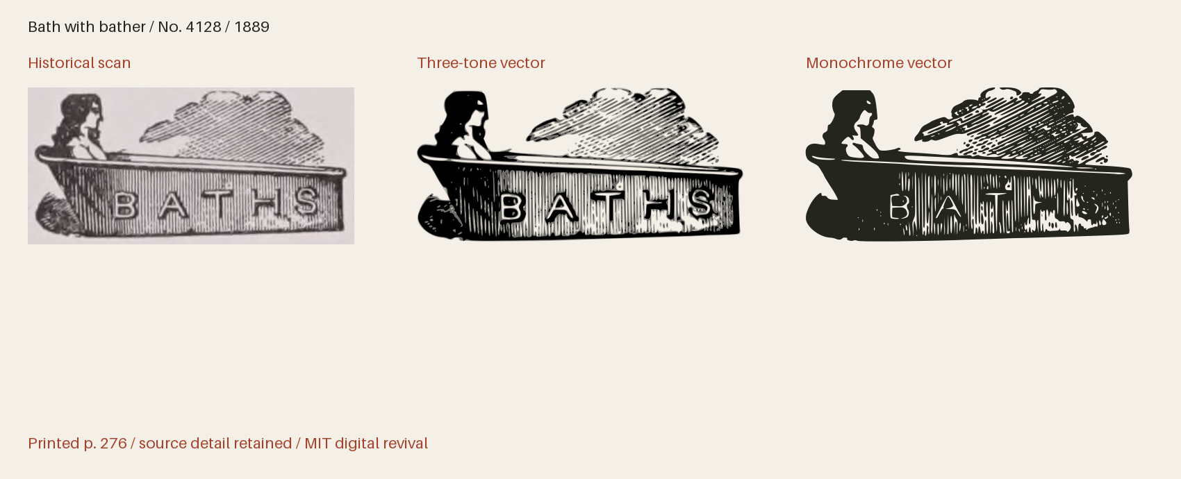 Historical scan beside the three-tone and monochrome vector revivals