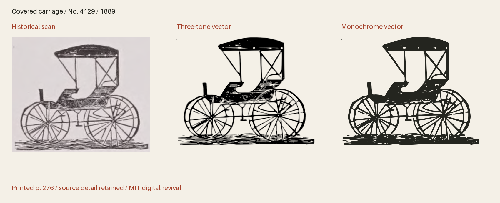 Historical scan beside the three-tone and monochrome vector revivals