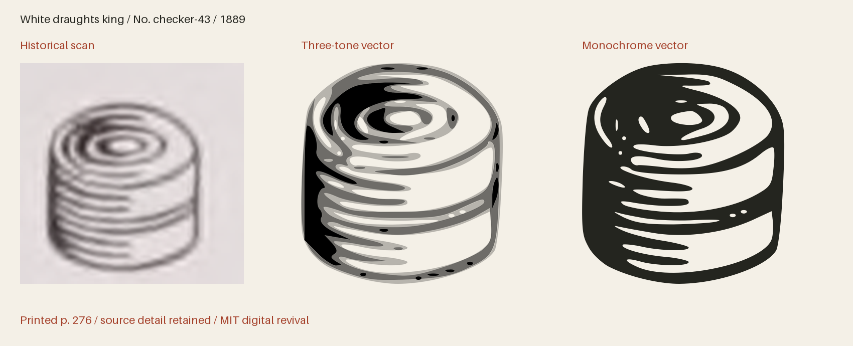 Historical scan beside the three-tone and monochrome vector revivals