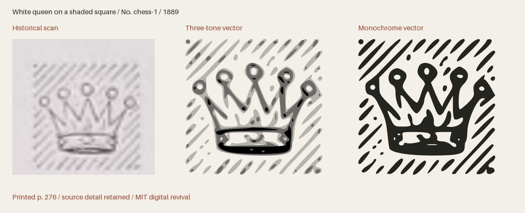 Historical scan beside the three-tone and monochrome vector revivals