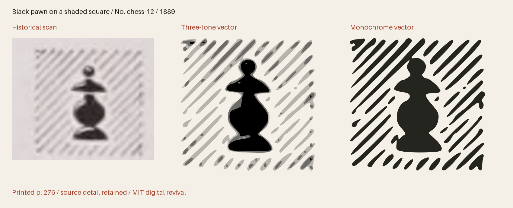Historical scan beside the three-tone and monochrome vector revivals
