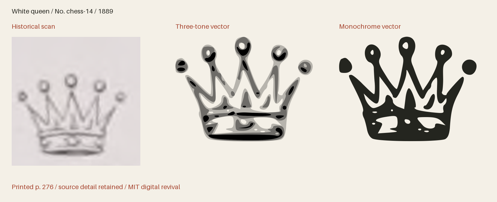 Historical scan beside the three-tone and monochrome vector revivals