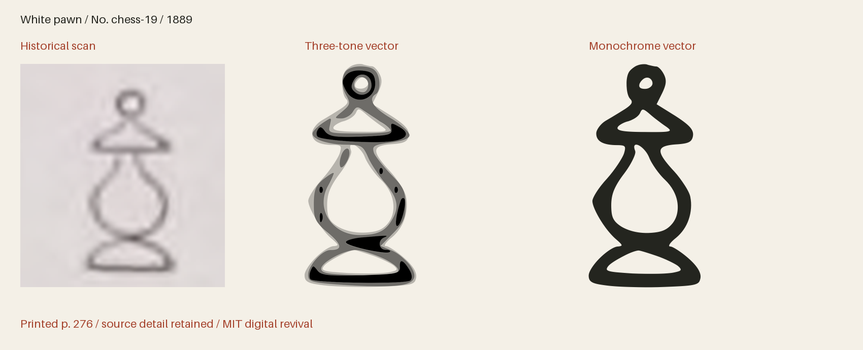 Historical scan beside the three-tone and monochrome vector revivals