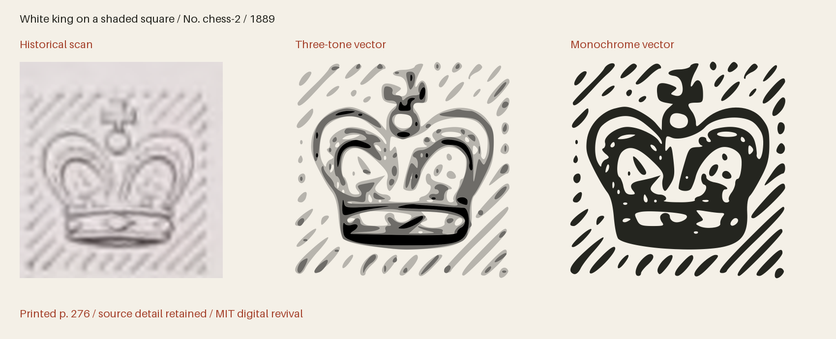 Historical scan beside the three-tone and monochrome vector revivals
