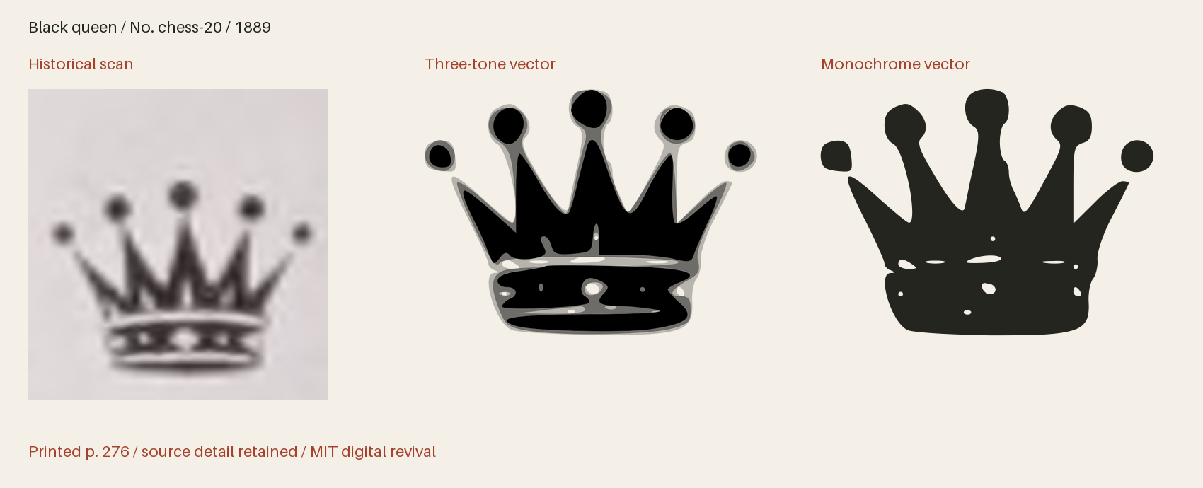 Historical scan beside the three-tone and monochrome vector revivals