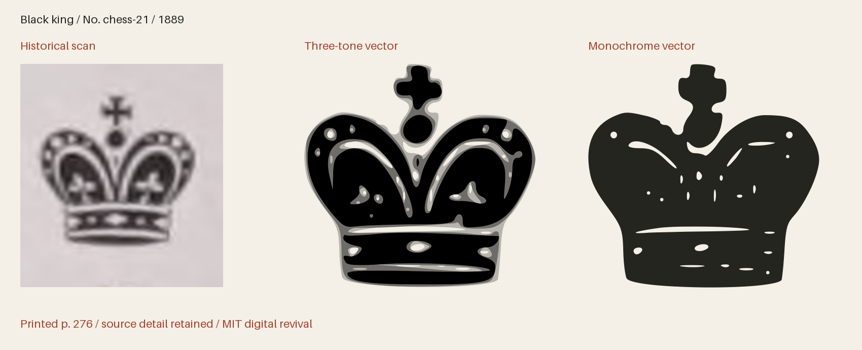 Historical scan beside the three-tone and monochrome vector revivals