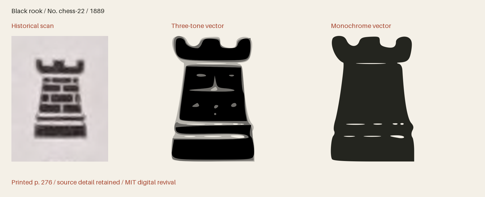 Historical scan beside the three-tone and monochrome vector revivals