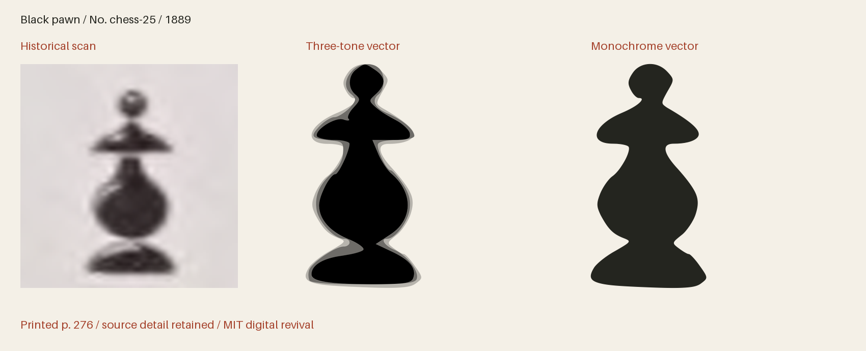 Historical scan beside the three-tone and monochrome vector revivals