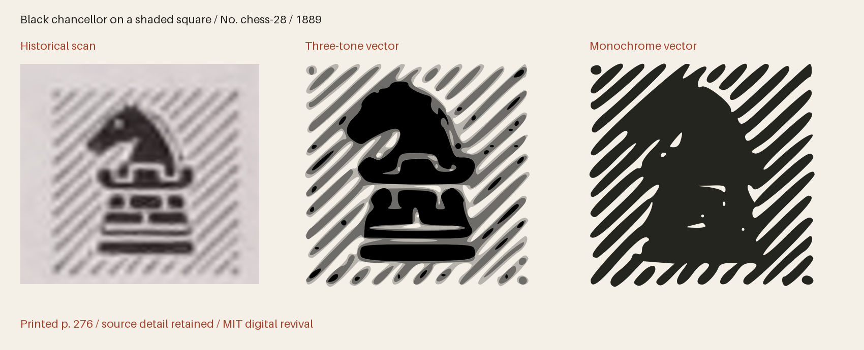 Historical scan beside the three-tone and monochrome vector revivals