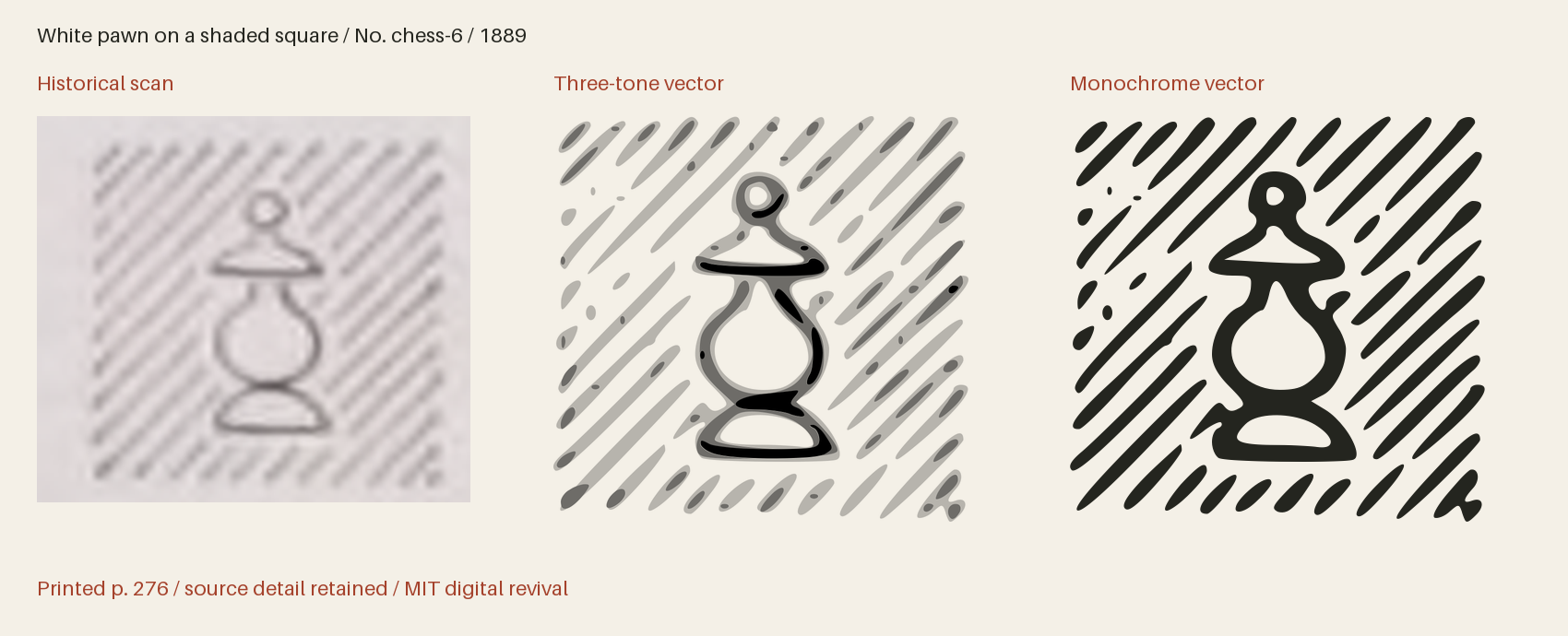 Historical scan beside the three-tone and monochrome vector revivals