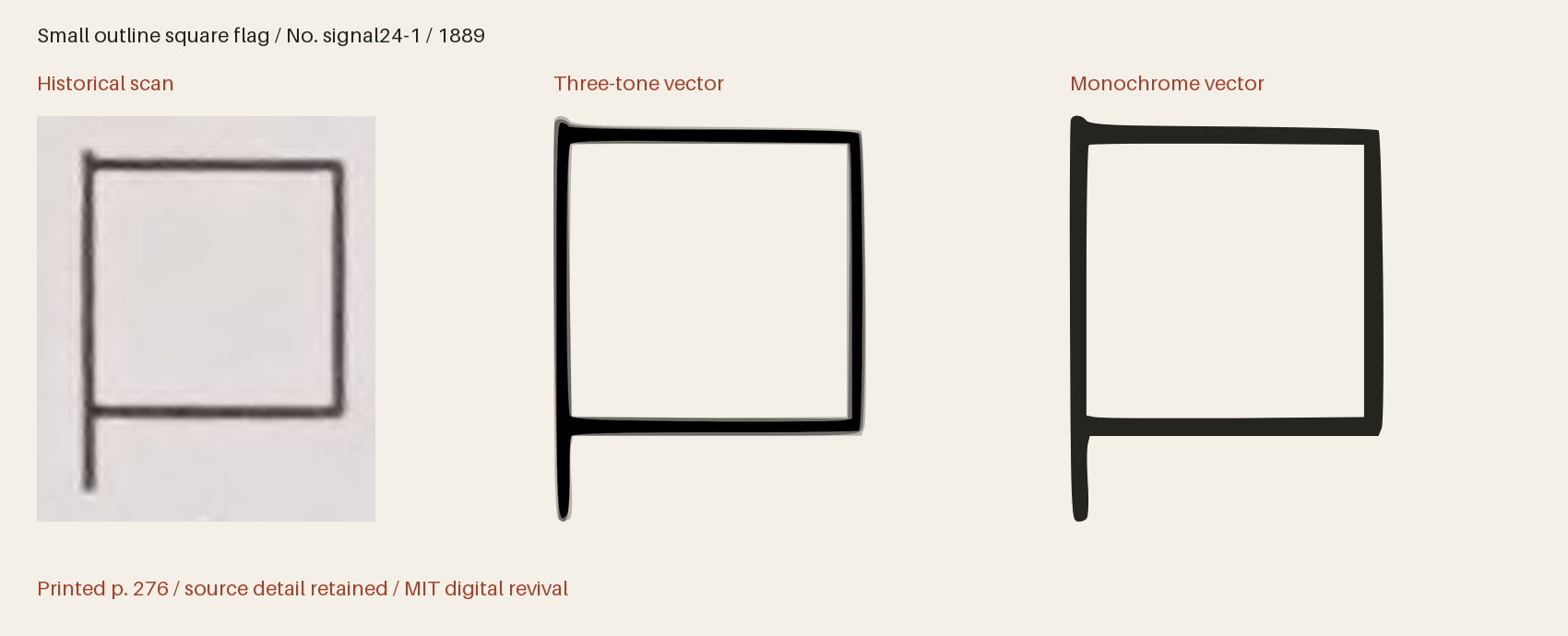 Historical scan beside the three-tone and monochrome vector revivals