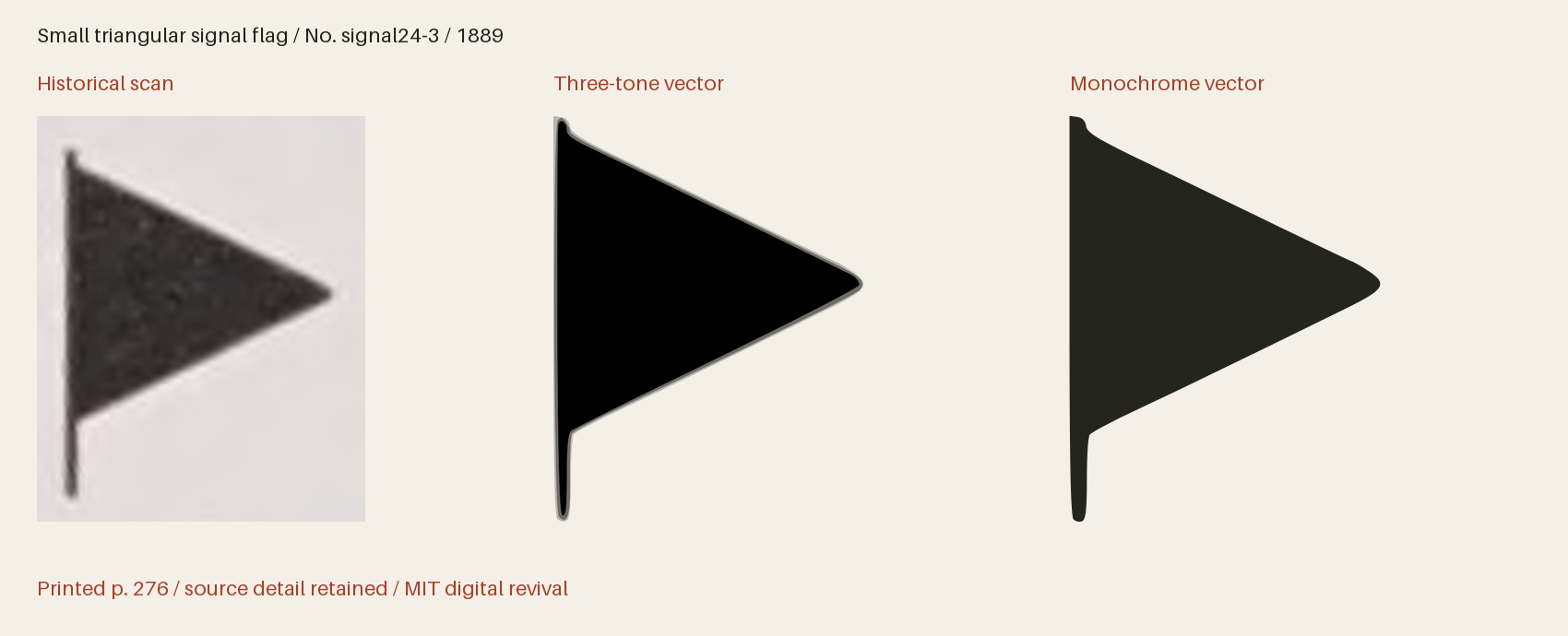 Historical scan beside the three-tone and monochrome vector revivals