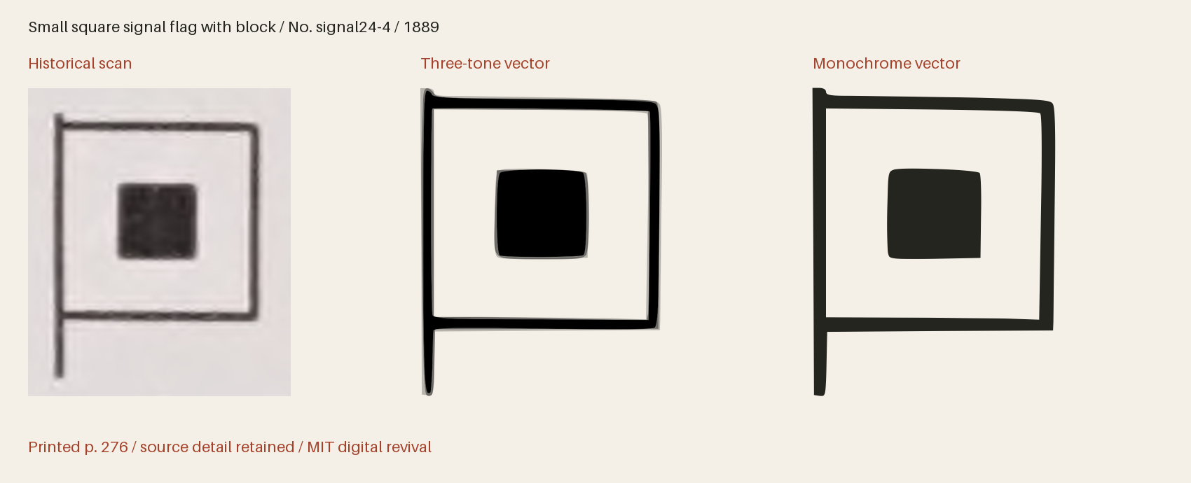 Historical scan beside the three-tone and monochrome vector revivals
