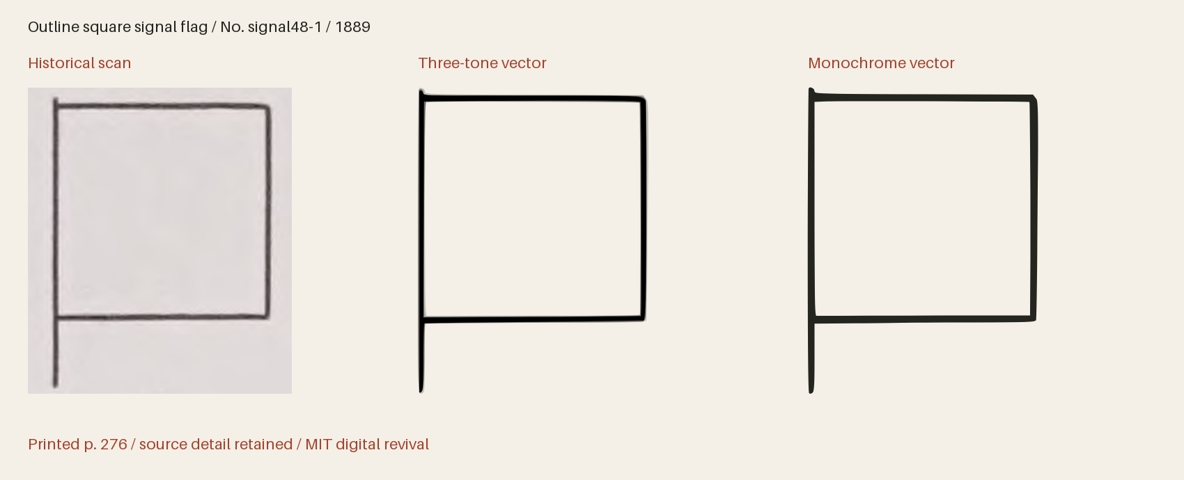 Historical scan beside the three-tone and monochrome vector revivals