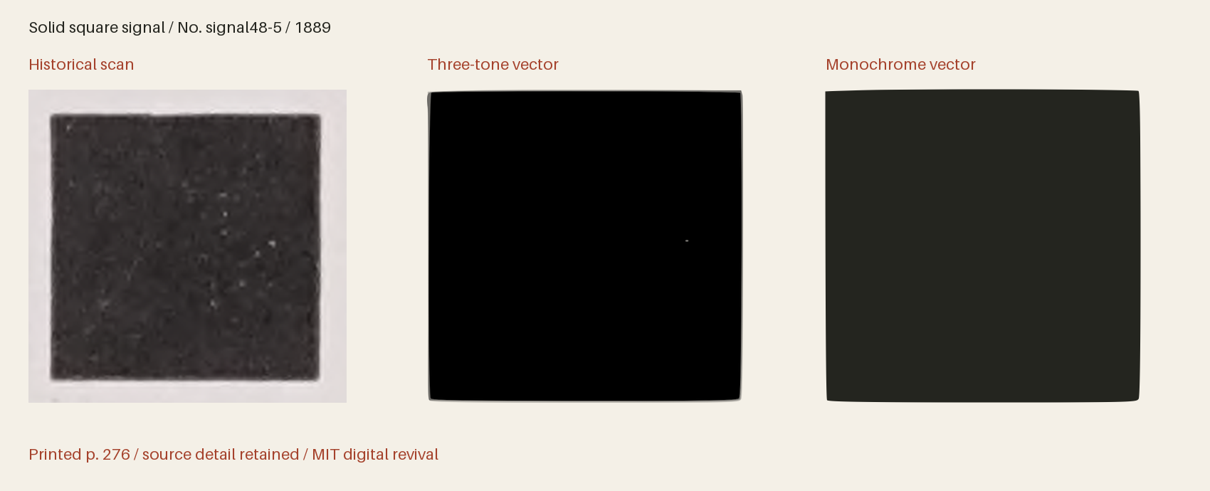 Historical scan beside the three-tone and monochrome vector revivals