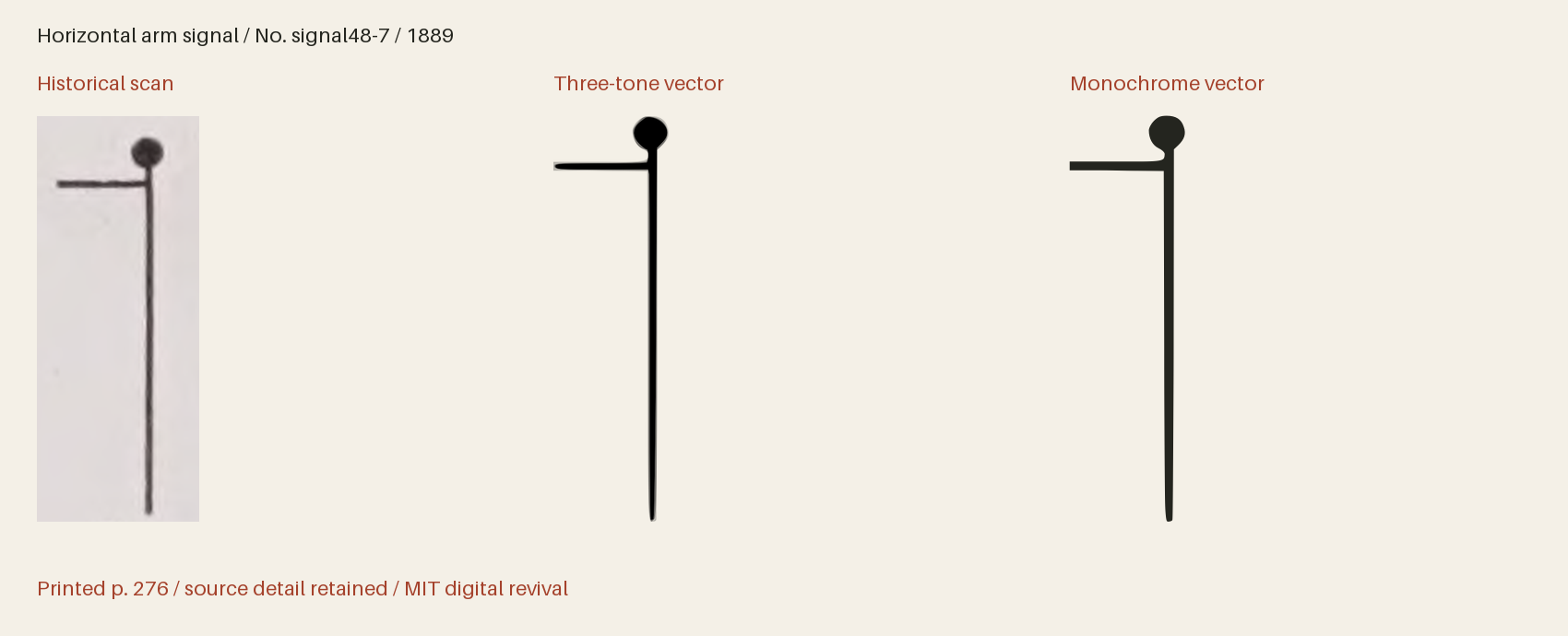 Historical scan beside the three-tone and monochrome vector revivals