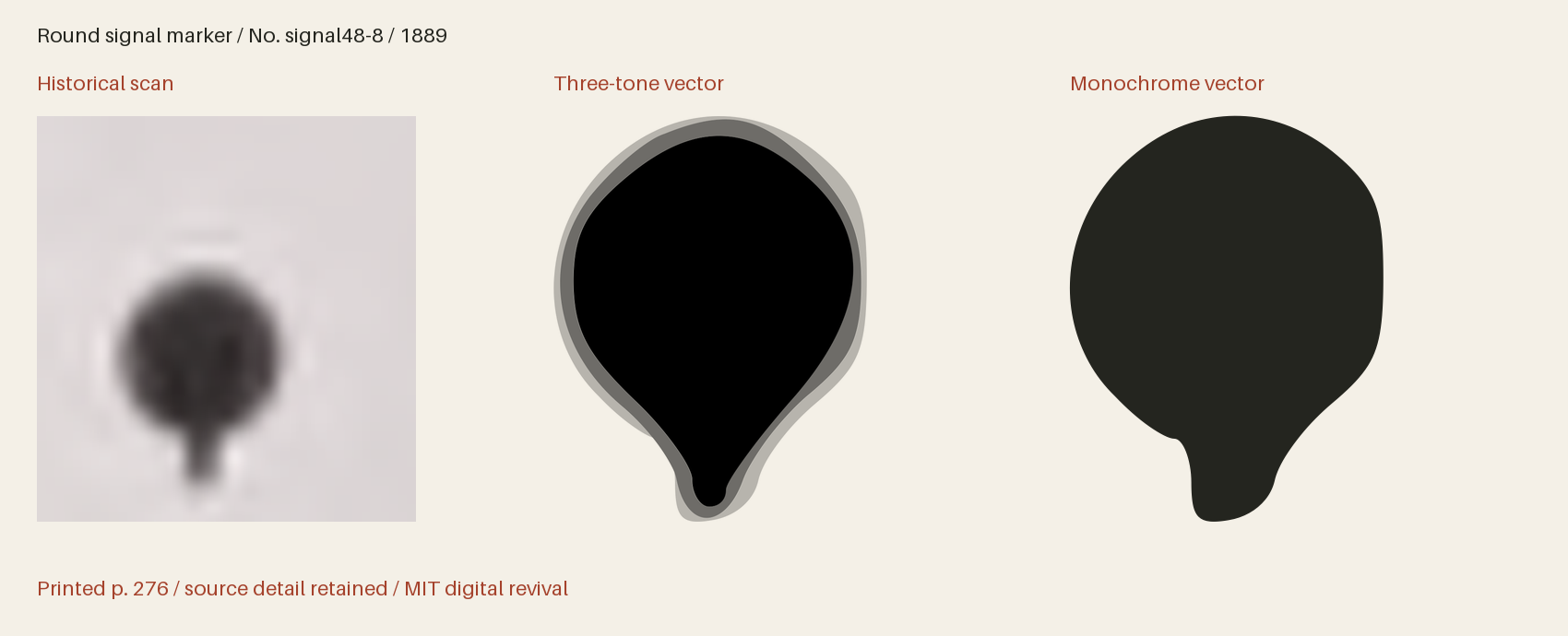 Historical scan beside the three-tone and monochrome vector revivals