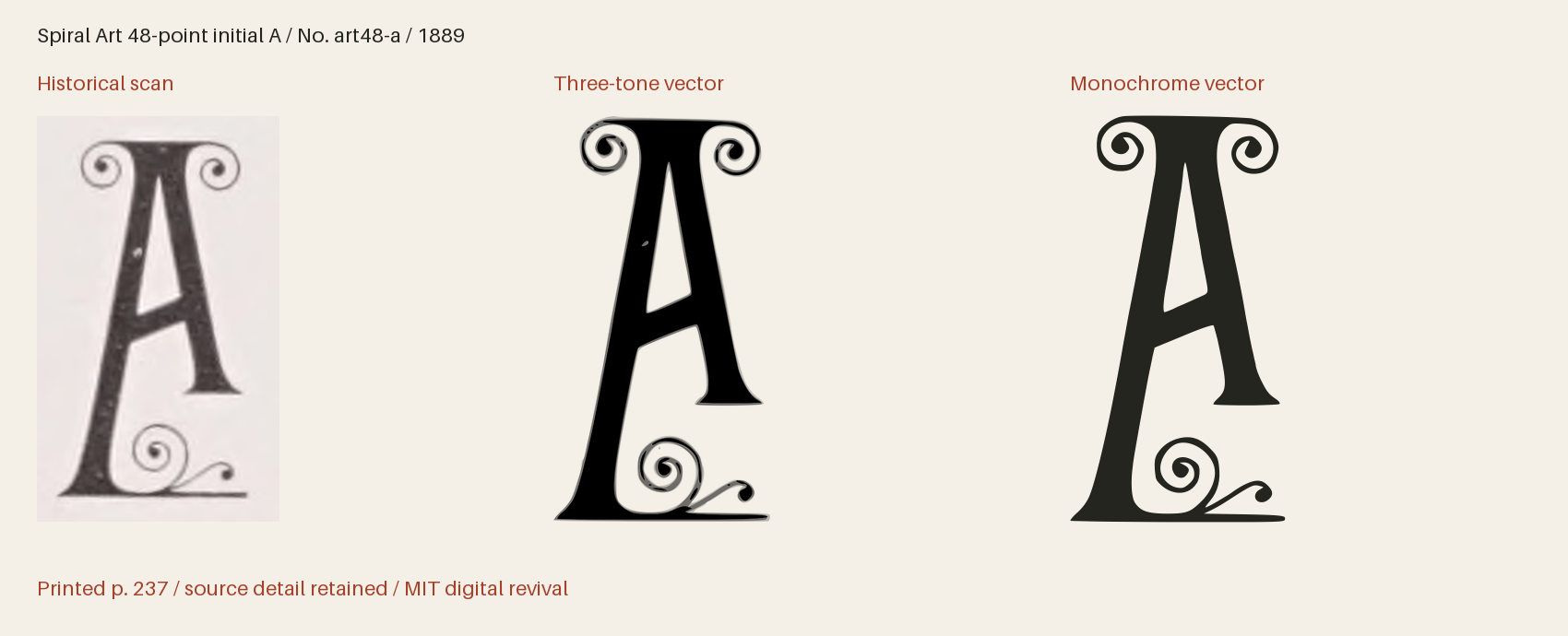 Historical scan beside the three-tone and monochrome vector revivals