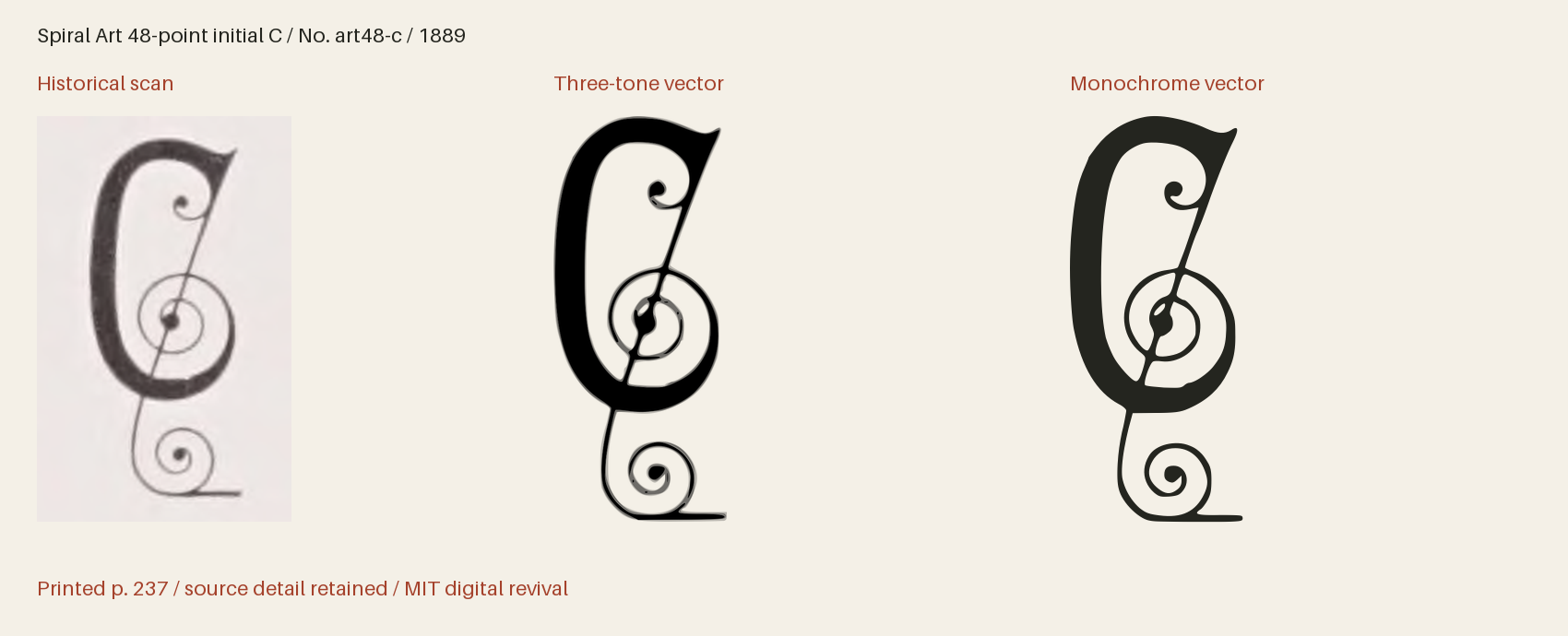 Historical scan beside the three-tone and monochrome vector revivals