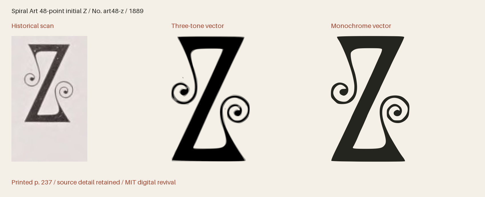 Historical scan beside the three-tone and monochrome vector revivals