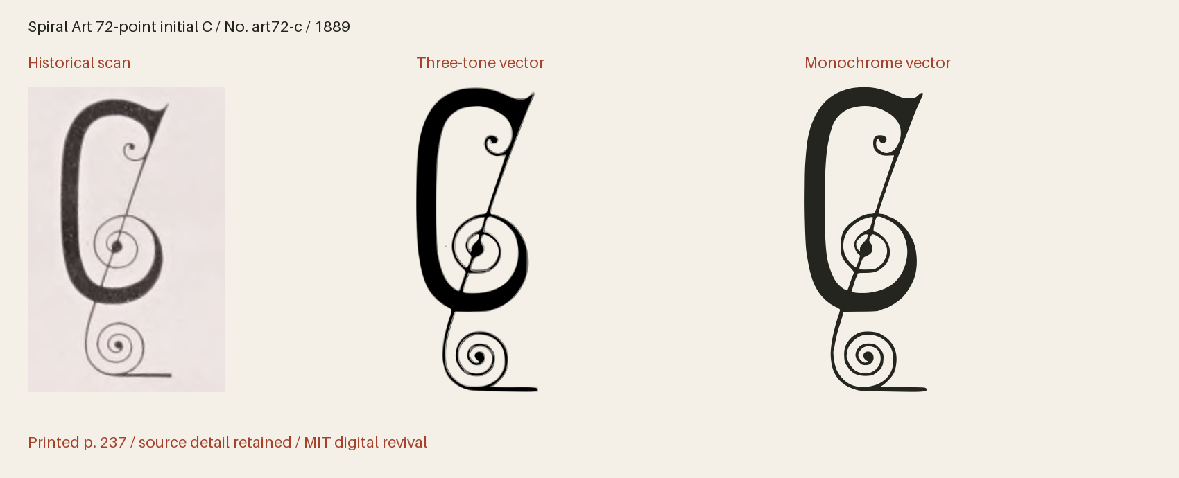 Historical scan beside the three-tone and monochrome vector revivals