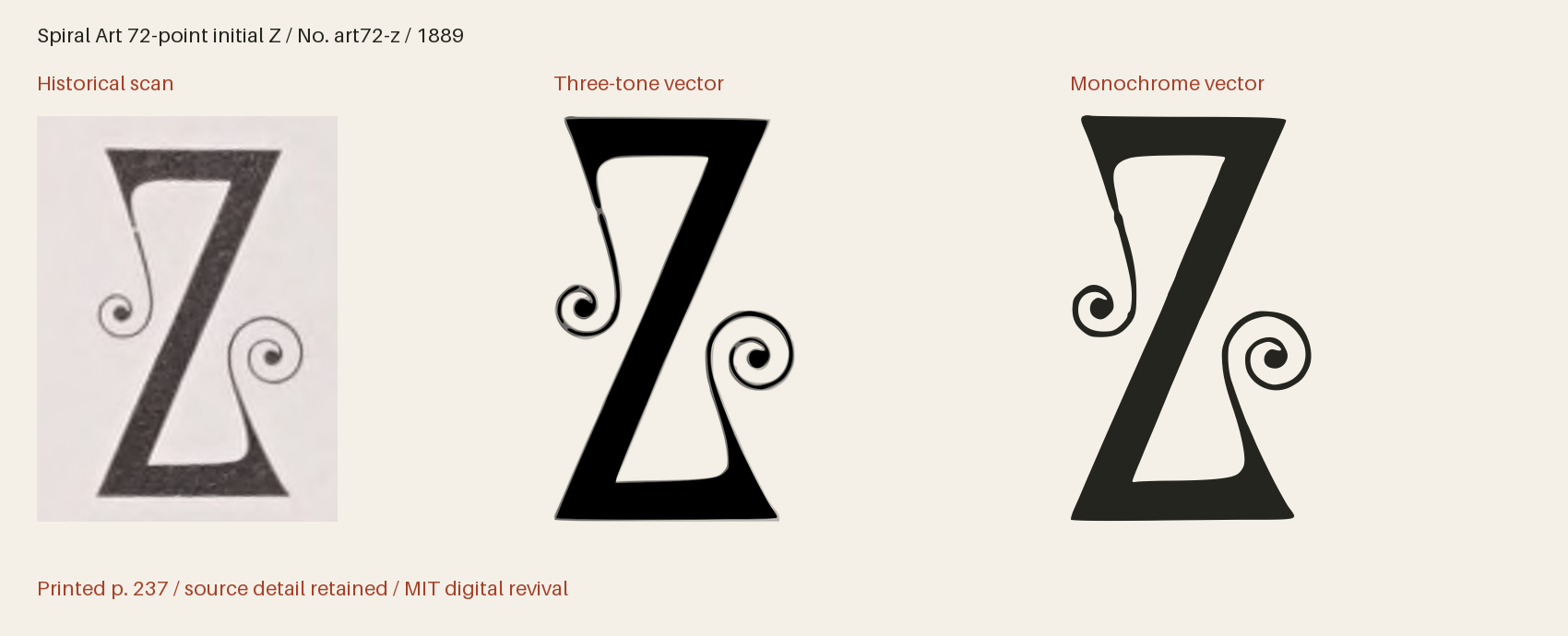 Historical scan beside the three-tone and monochrome vector revivals