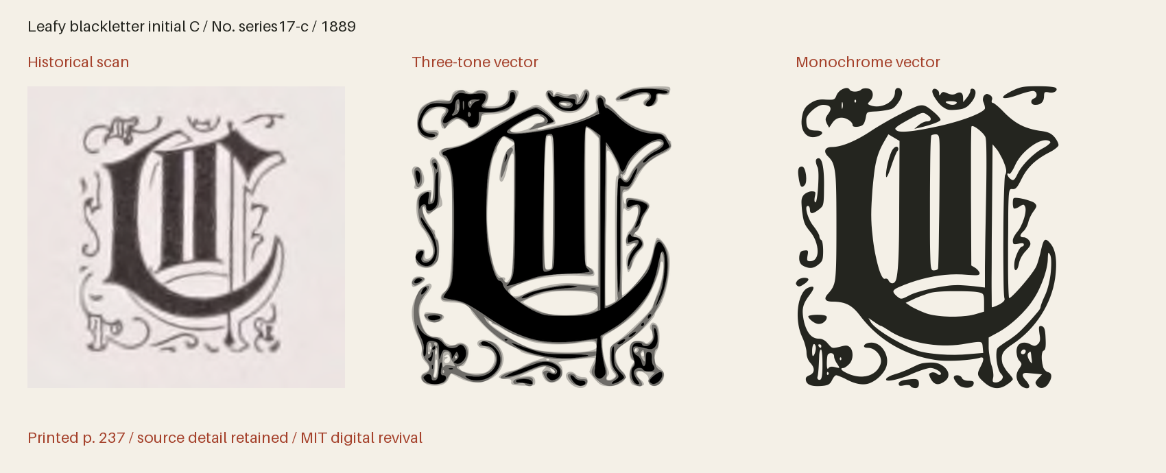 Historical scan beside the three-tone and monochrome vector revivals