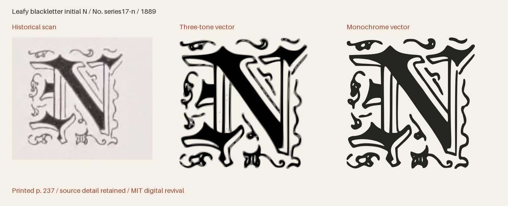 Historical scan beside the three-tone and monochrome vector revivals