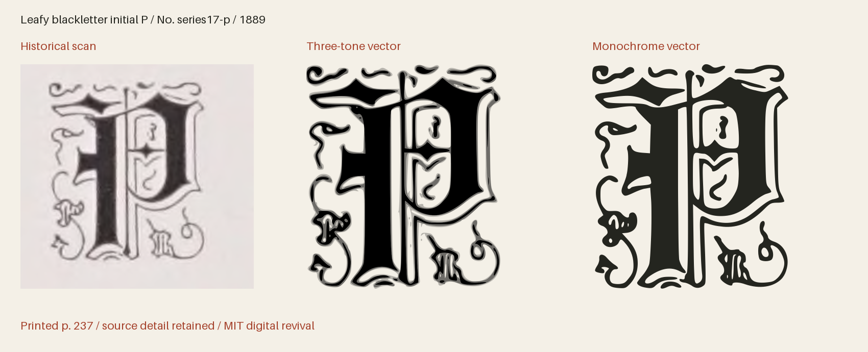Historical scan beside the three-tone and monochrome vector revivals