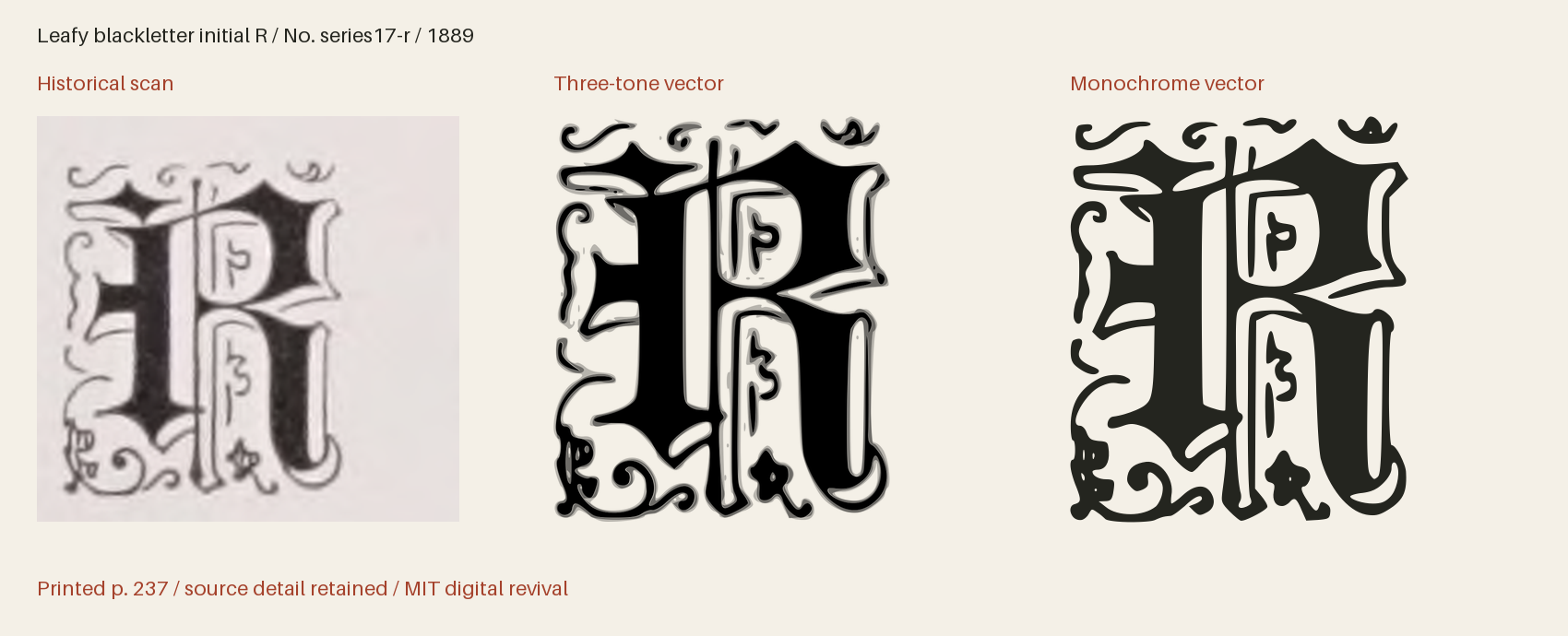 Historical scan beside the three-tone and monochrome vector revivals