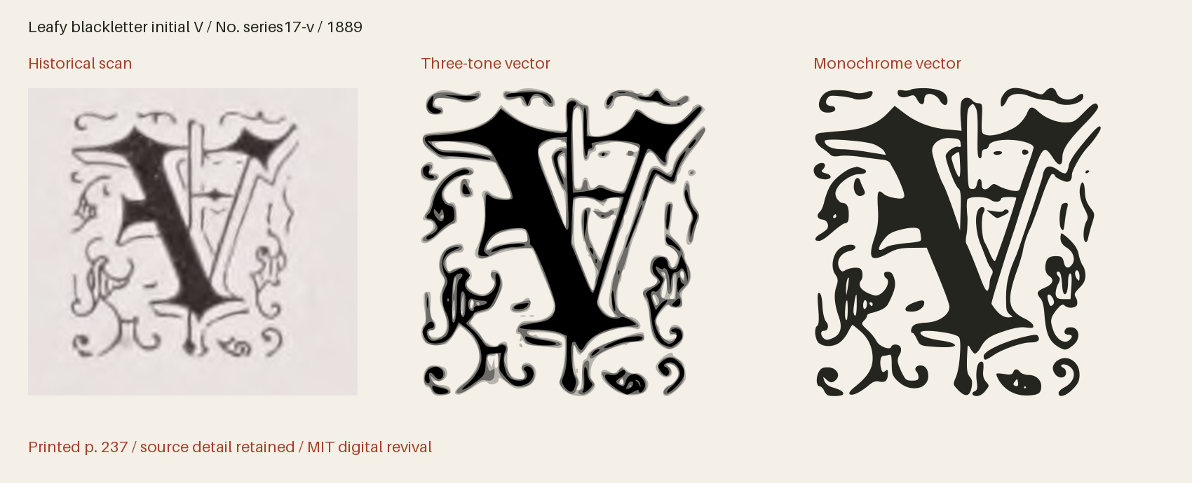 Historical scan beside the three-tone and monochrome vector revivals