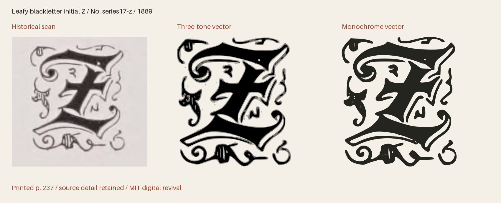 Historical scan beside the three-tone and monochrome vector revivals