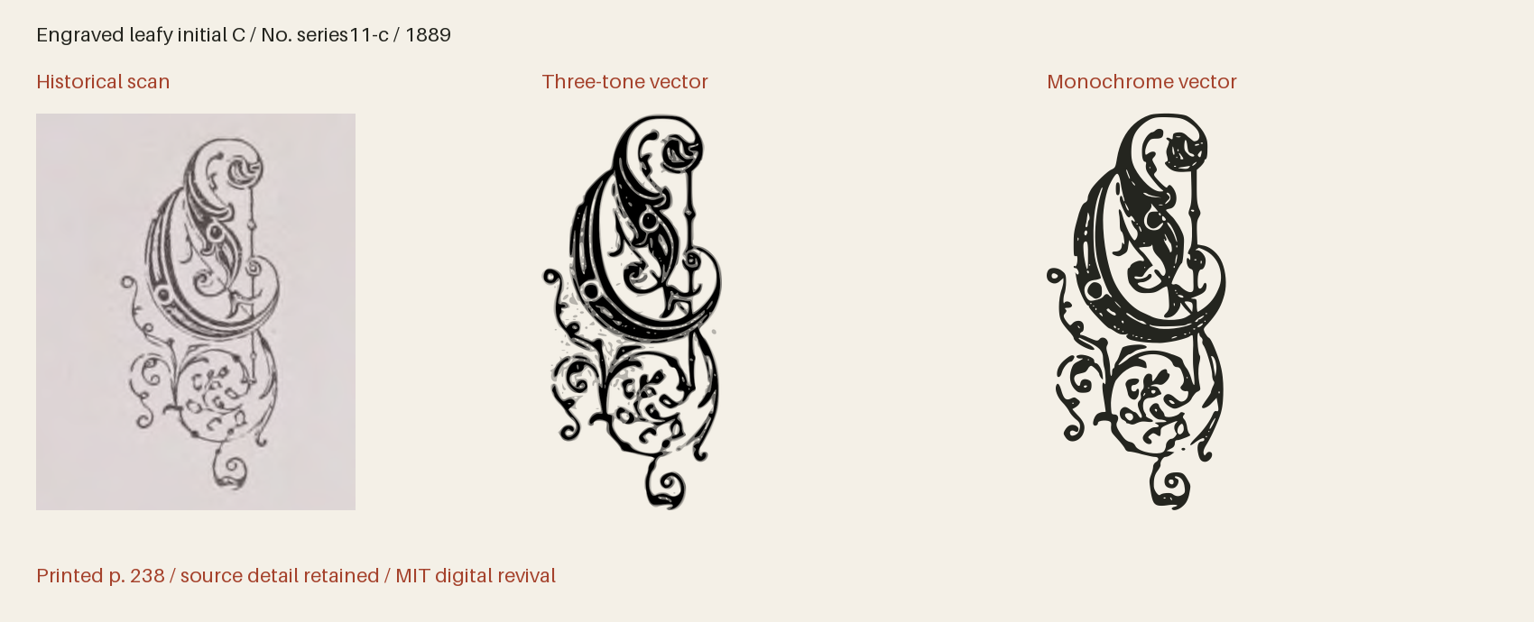 Historical scan beside the three-tone and monochrome vector revivals