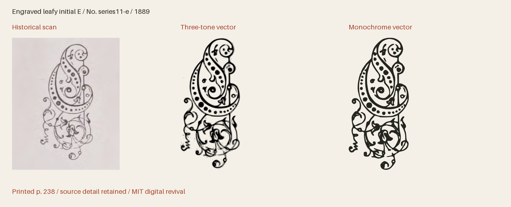Historical scan beside the three-tone and monochrome vector revivals