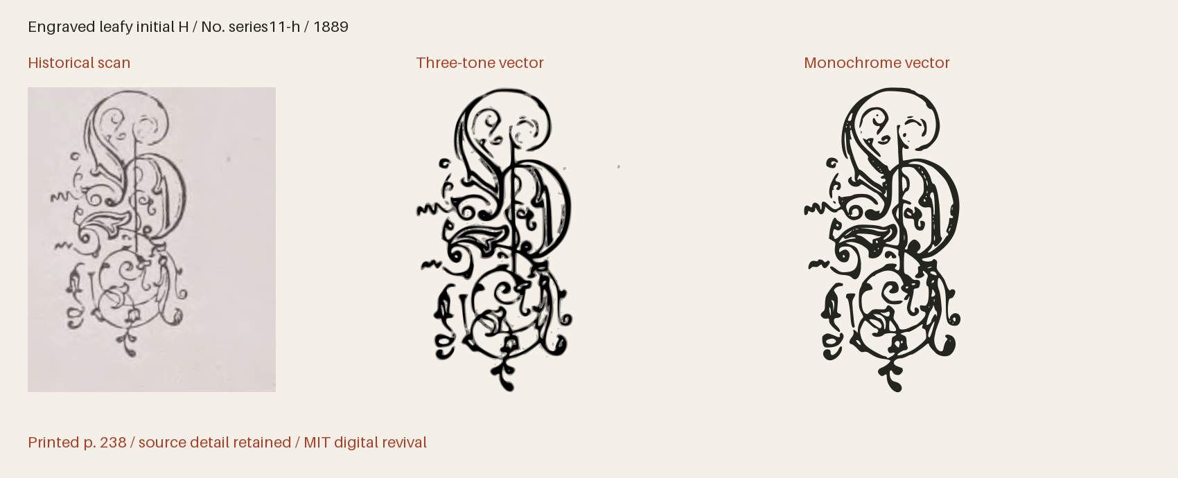 Historical scan beside the three-tone and monochrome vector revivals