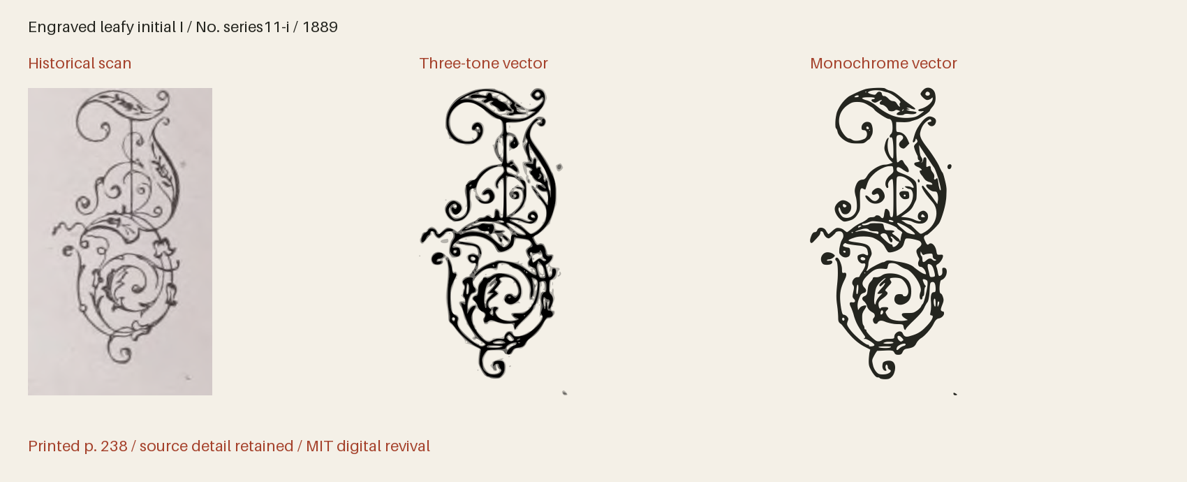 Historical scan beside the three-tone and monochrome vector revivals