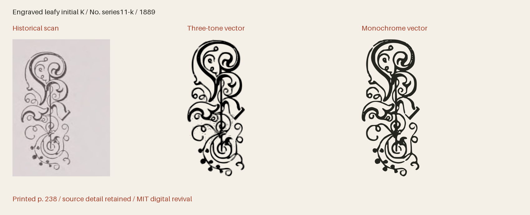 Historical scan beside the three-tone and monochrome vector revivals