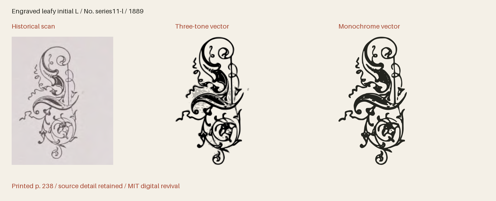 Historical scan beside the three-tone and monochrome vector revivals