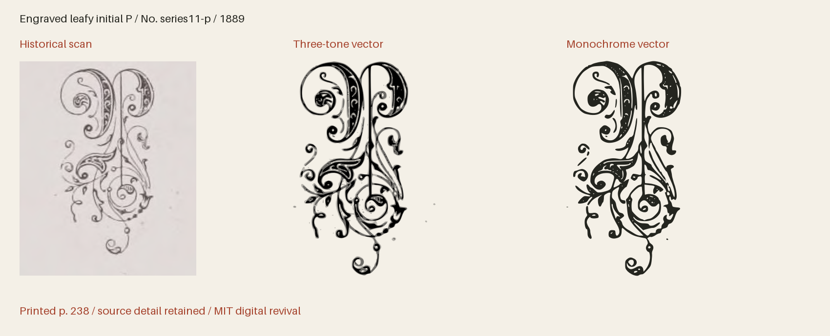 Historical scan beside the three-tone and monochrome vector revivals