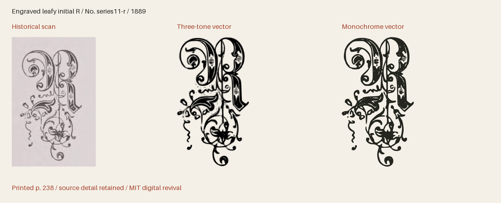 Historical scan beside the three-tone and monochrome vector revivals