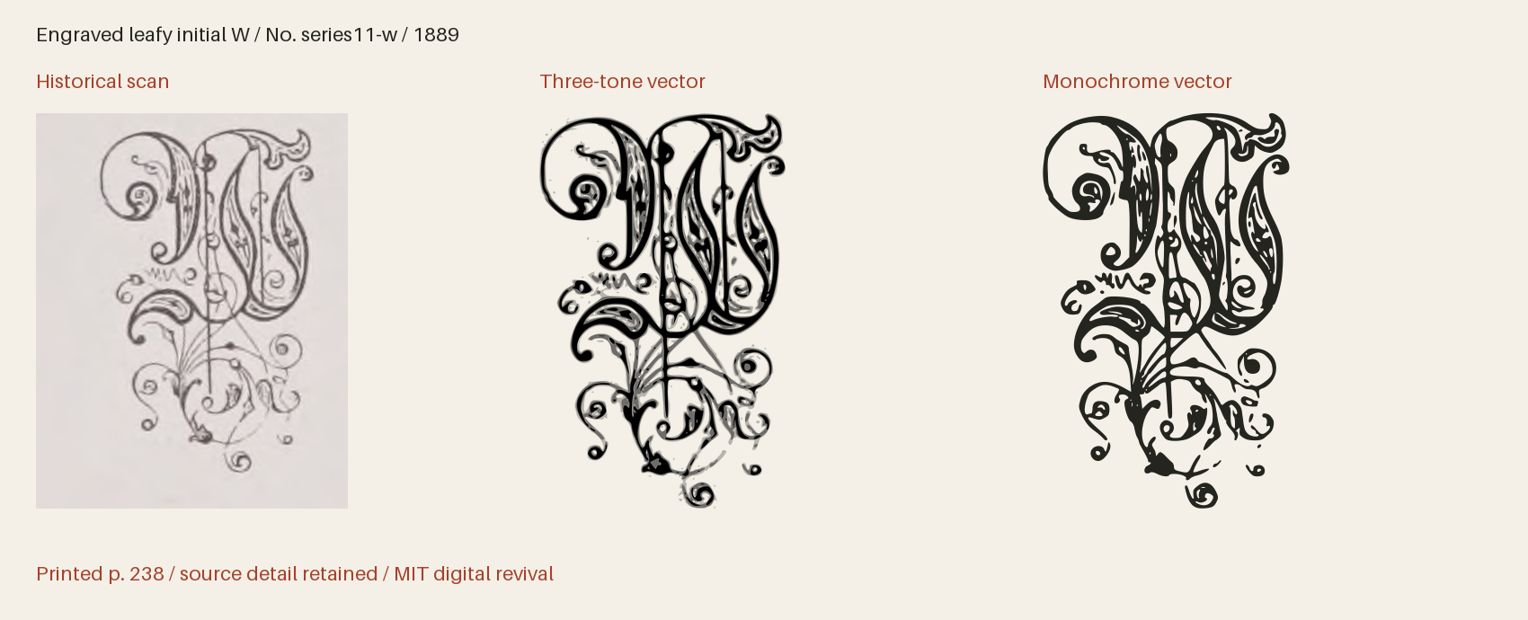 Historical scan beside the three-tone and monochrome vector revivals