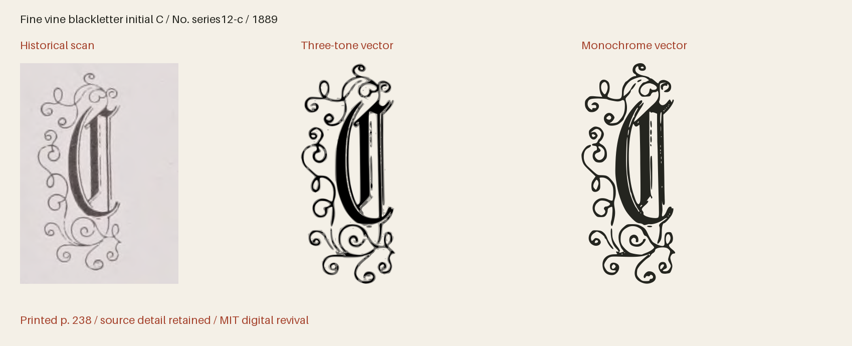 Historical scan beside the three-tone and monochrome vector revivals