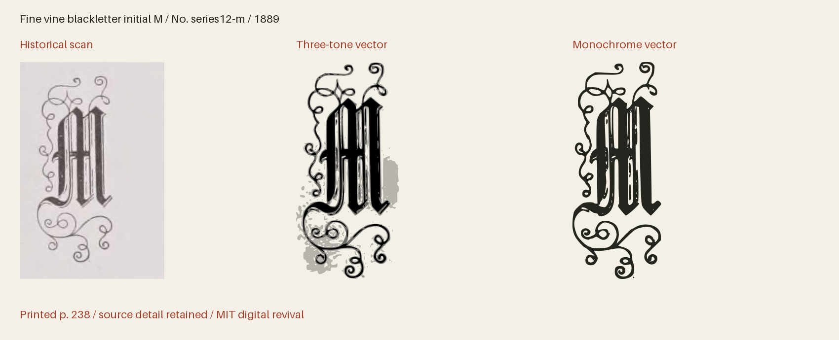Historical scan beside the three-tone and monochrome vector revivals