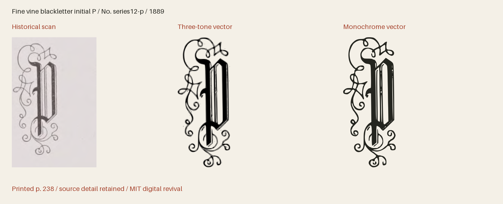 Historical scan beside the three-tone and monochrome vector revivals