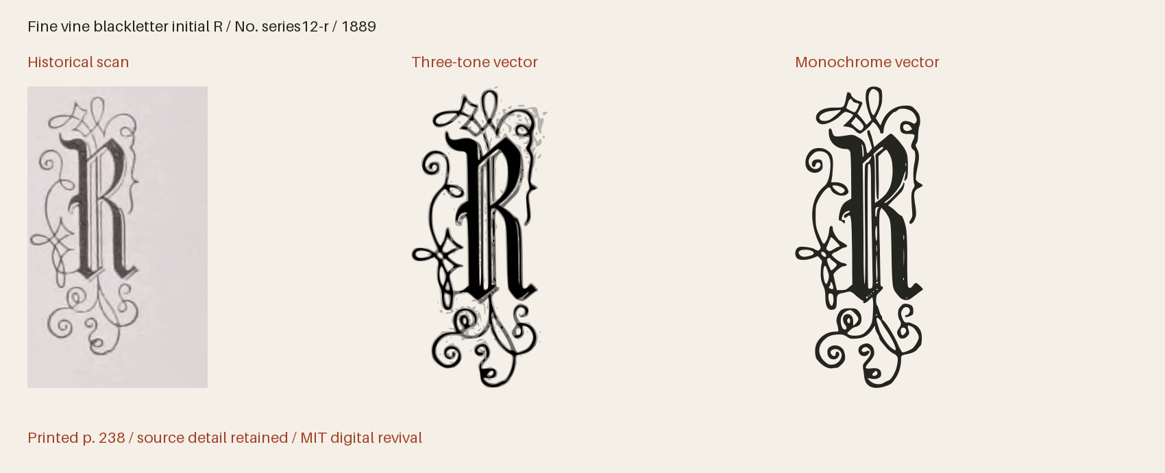 Historical scan beside the three-tone and monochrome vector revivals