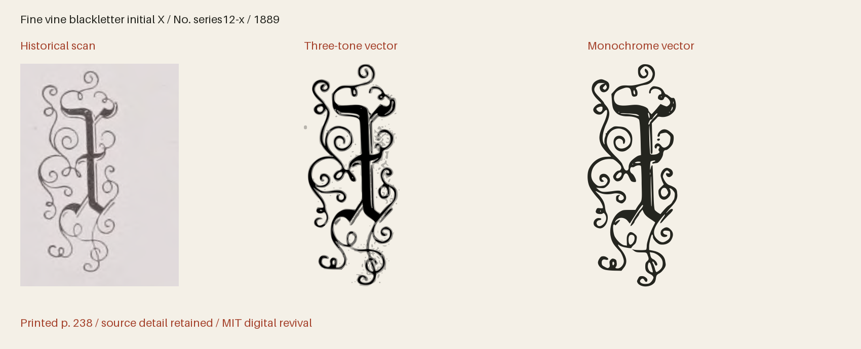 Historical scan beside the three-tone and monochrome vector revivals