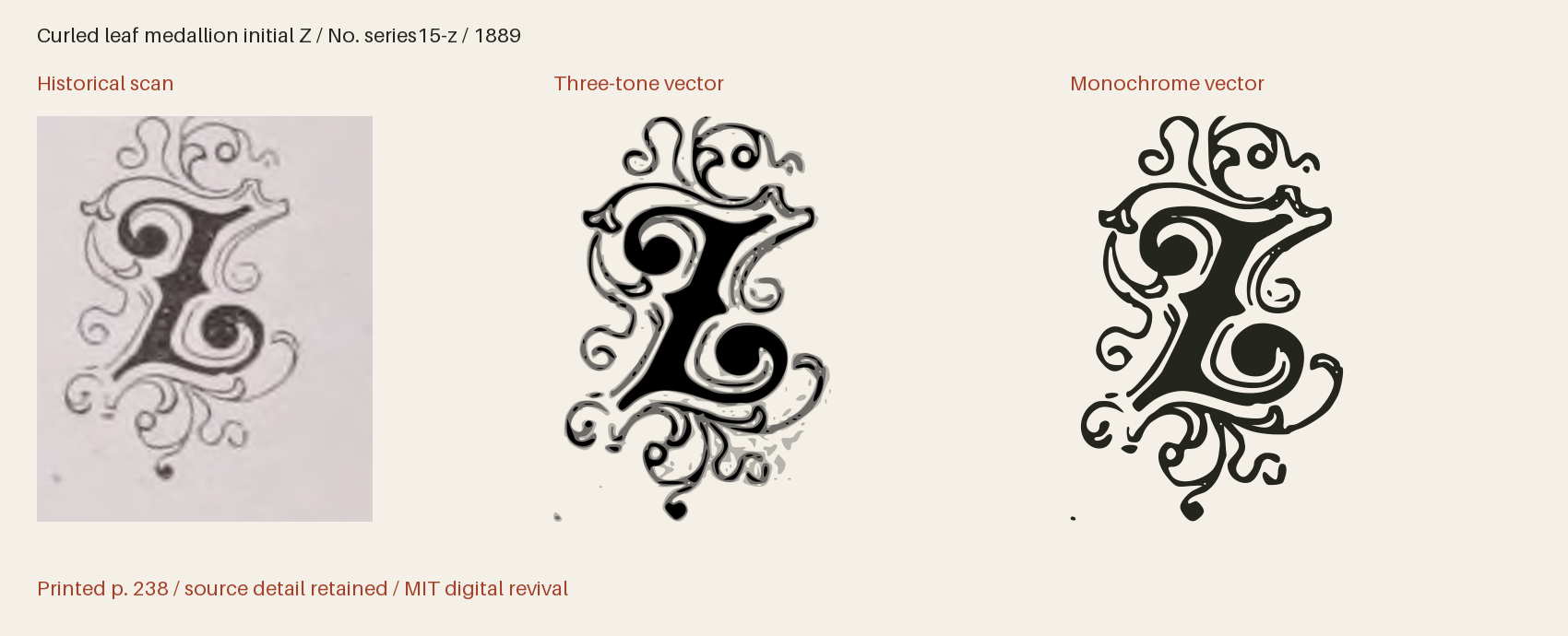 Historical scan beside the three-tone and monochrome vector revivals