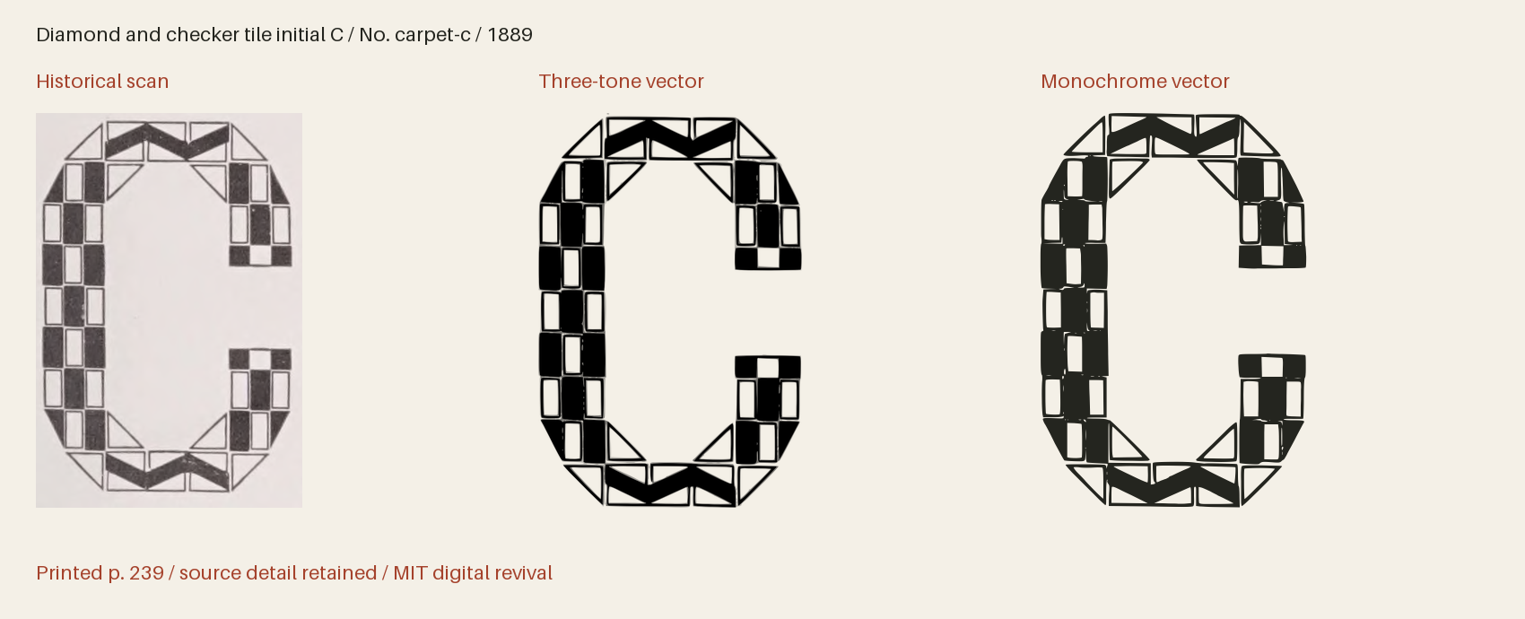 Historical scan beside the three-tone and monochrome vector revivals