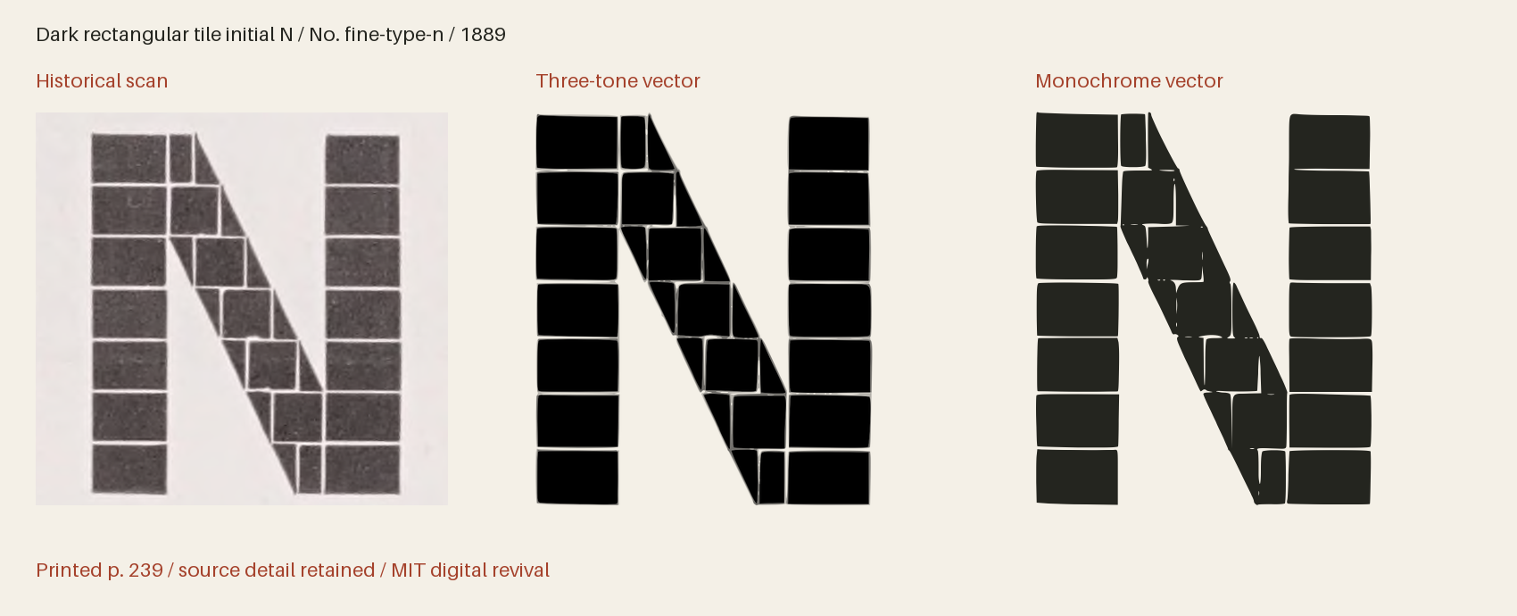 Historical scan beside the three-tone and monochrome vector revivals